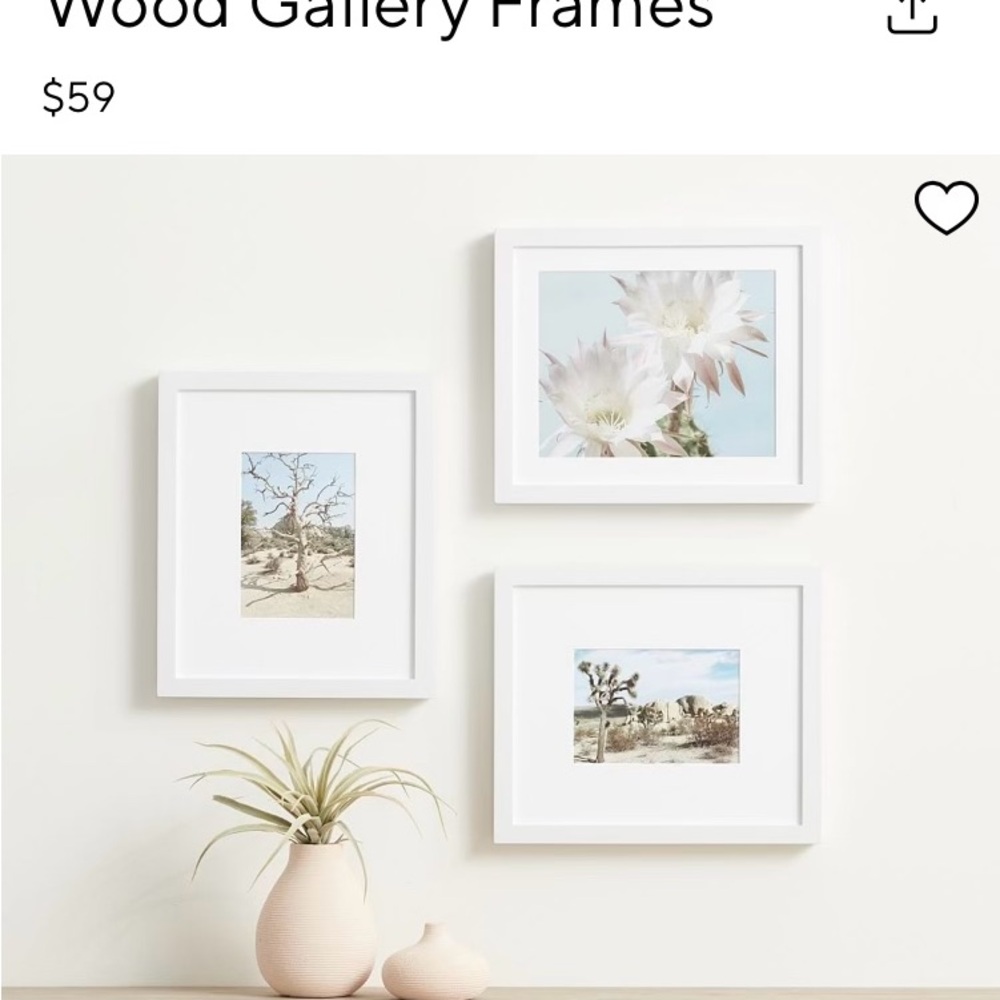 Pair of Pottery Barn Wood Gallery Frames 11” x 13” White